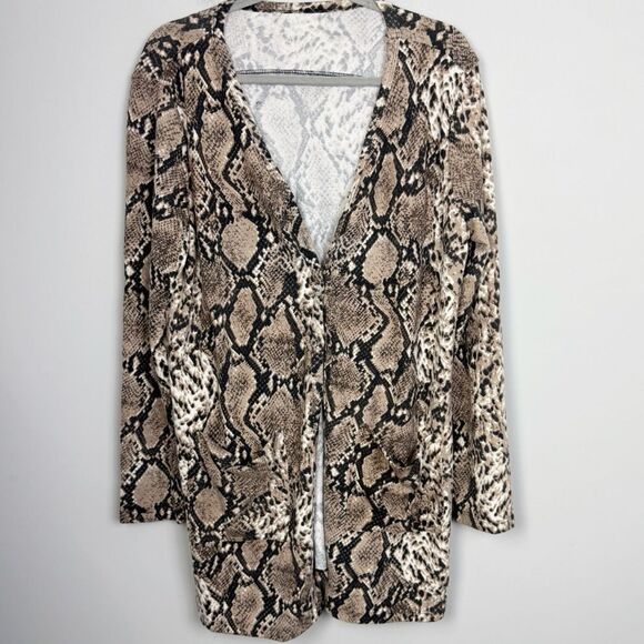 BOUTIQUE | Snakeskin Print Button Front Lightweight Cardigan Women’s Size XL - Picture 1 of 9
